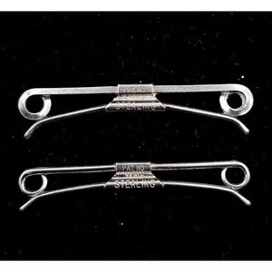 Vintage‎ Swank Sterling Silver Collar Bar Clip 1920s Classic Accessory Set of 2